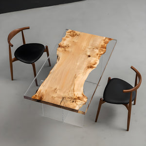 Elite Clear Epoxy Resin Poplar Wood Straight Edge Table 59.06"L x 31.50"W, EIT-07