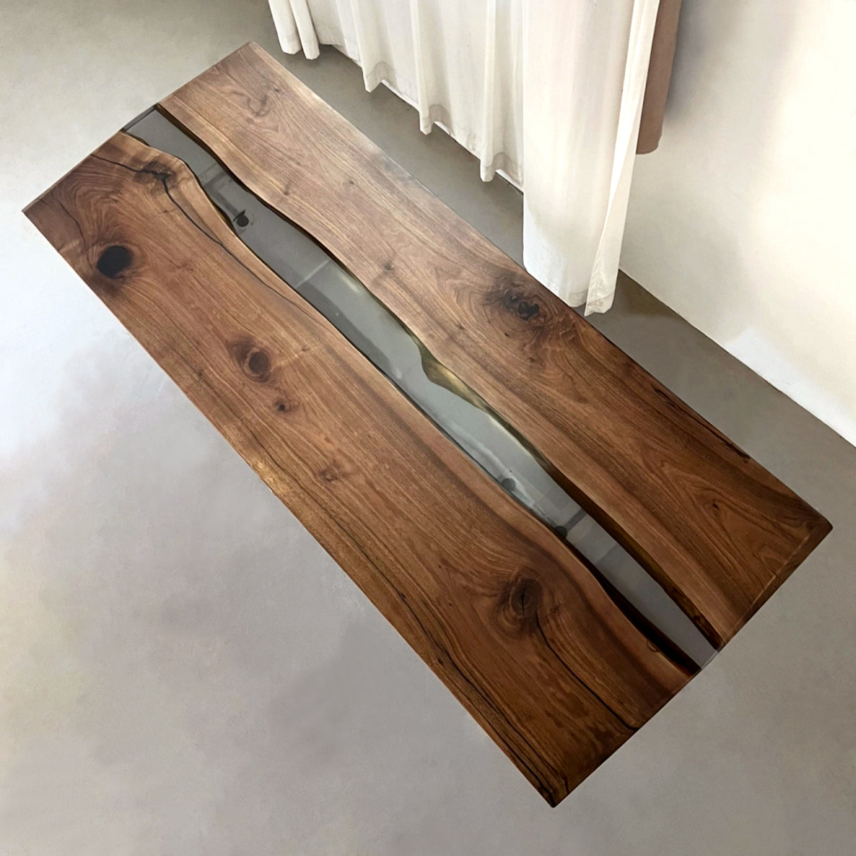 Elite Two-Piece Black Walnut & Transparent Epoxy Resin Dining Table ECT-162