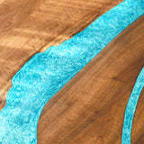 Elite Black Walnut Dining Table with Glazed Blue Epoxy Resin ECT-79