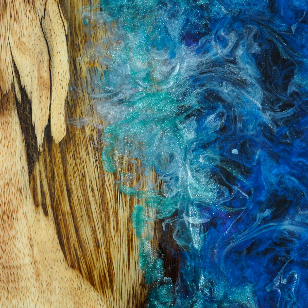 Elite White - Skinned Walnut Wood with Dreamy Galaxy Blue Epoxy Dining Table ECT-179