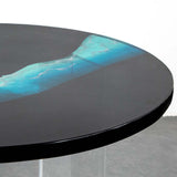 Elite Transparent Blue River & Black Epoxy Resin Round Coffee Table ECT-187