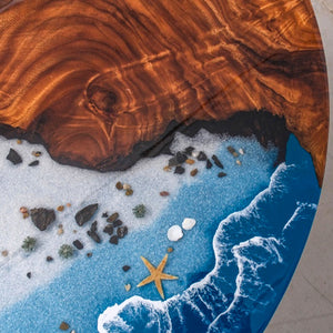 Elite 47.05" Diameter Round Walnut Table with Ocean - Resin Inlay EIT-40