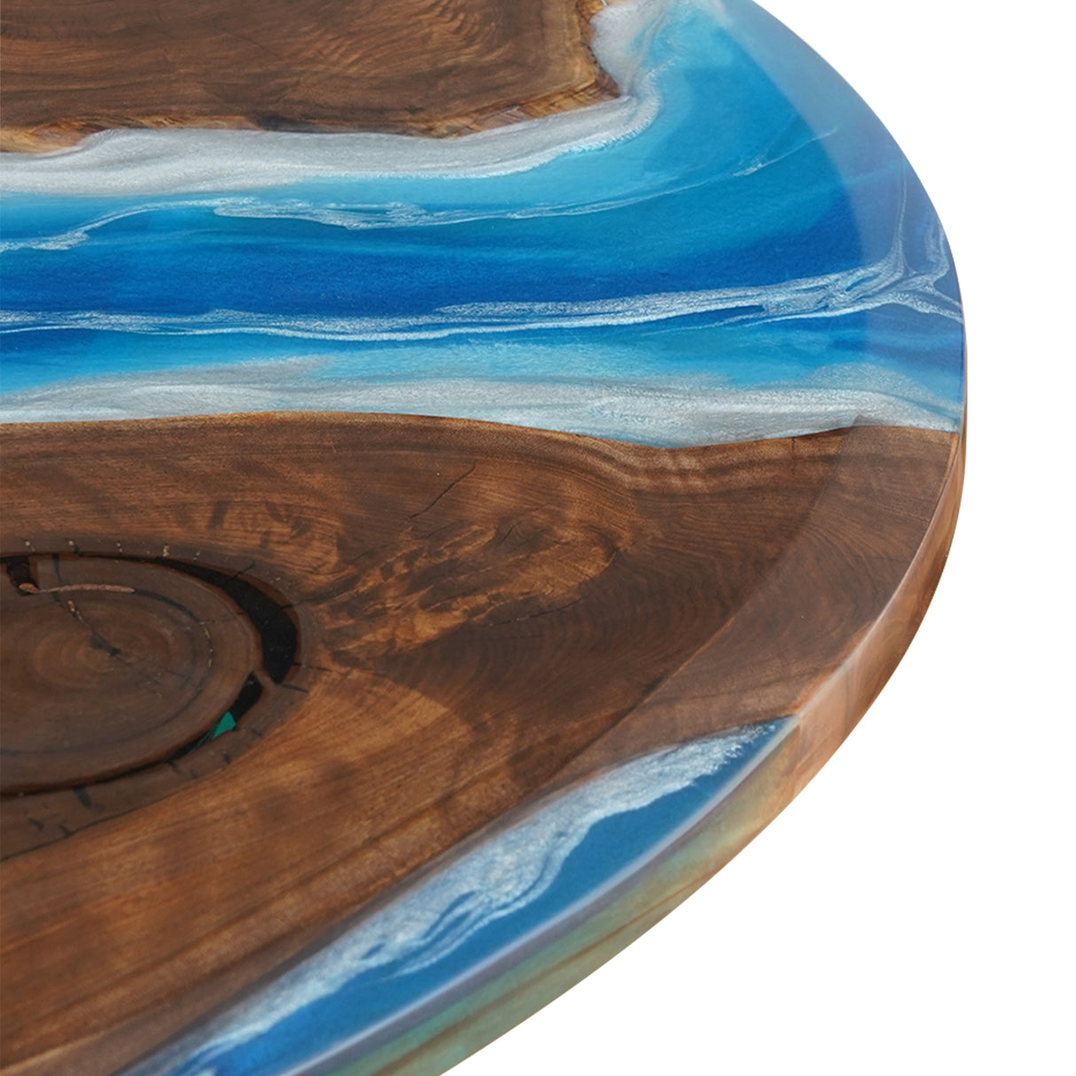 Elite Custom Round Black Walnut and Blue Resin Round Table ECT-81