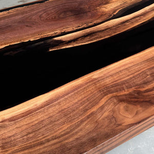 Elite Black Walnut with Natural Wormholes and Black Epoxy Dining and Conference Table ECT-167