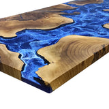 Elite  Natural Olive with Blue River Epoxy Resin Dining Table ECT-211