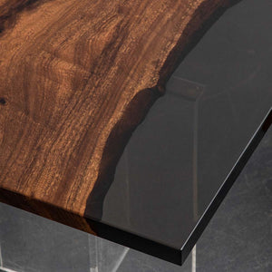 Elite Natural Black Walnut with Clear Black Resin Dining & Conference & Office Table ECT-194