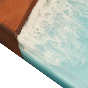 Elite Straight - Edge Walnut Dining Table with Blue Resin Wave 72‘’L×48''W, EIT-12