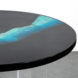 Elite Transparent Blue River & Black Epoxy Resin Round Coffee Table ECT-187