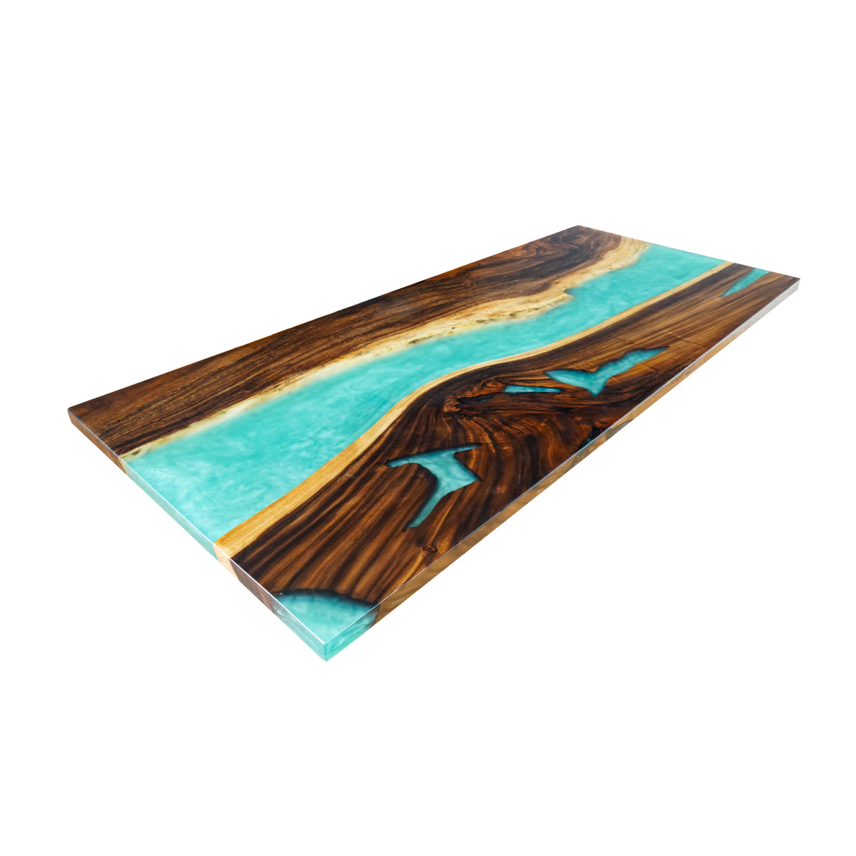 Elite Custom Walnut Resin Dining Table with Turquoise Resin Vein ECT-86