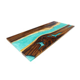 Elite Custom Walnut Resin Dining Table with Turquoise Resin Vein ECT-86