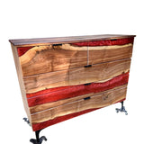 Elite Walnut Red Resin Wheeled 5-Drawer Dresser ECD-09