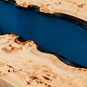 Poplar Blue Epoxy Resin River Dining Table | ECT-378