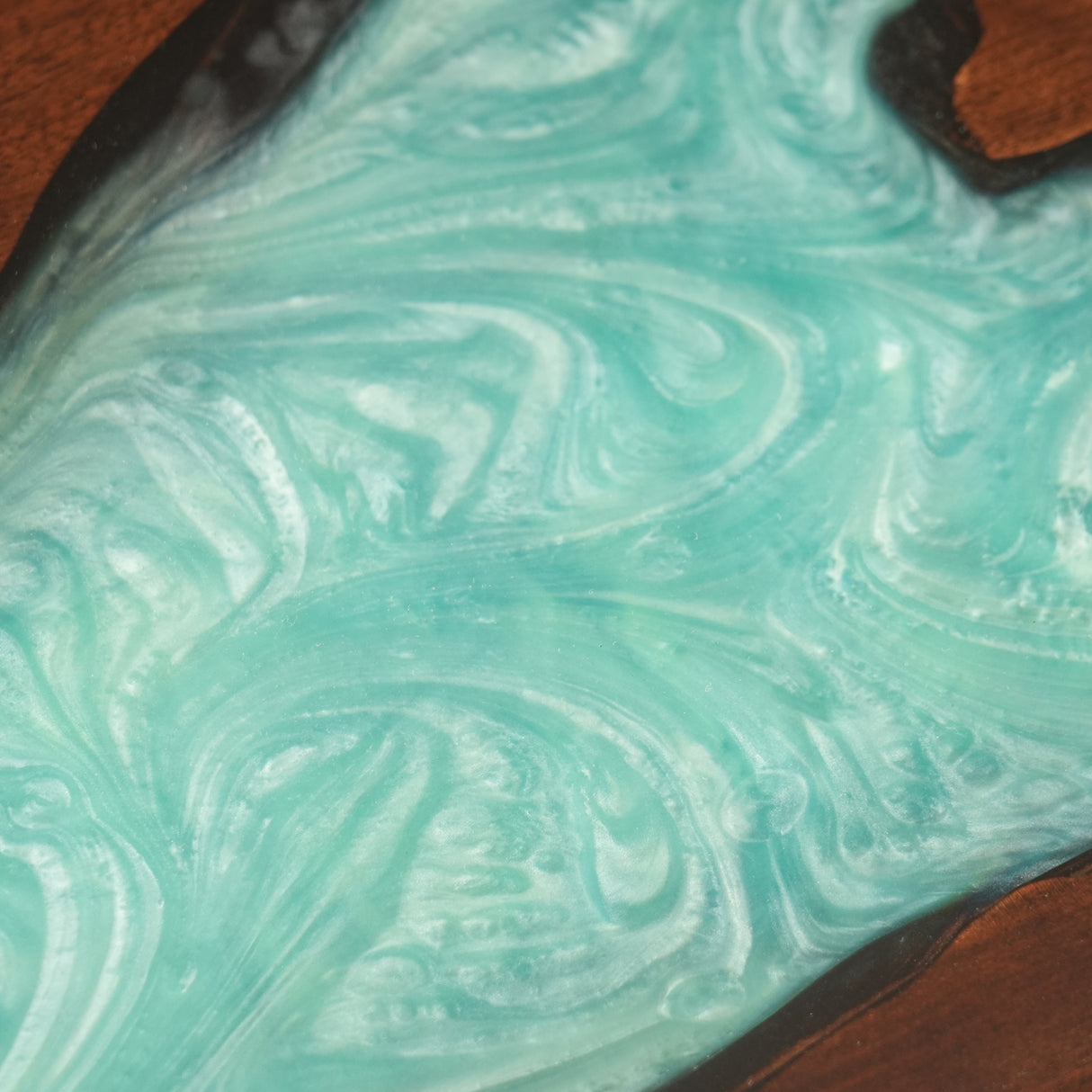 Elite Black Walnut Wood with Mint Green Epoxy Resin Dining Table ECT-178