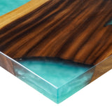 Elite Custom Walnut Resin Dining Table with Turquoise Resin Vein ECT-86