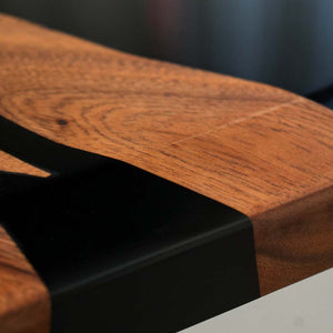 Elite Walnut Wood with Black Epoxy Resin Dining and Conference Table ECT-164