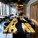 Elite Olive Wood & Black Epoxy Resin Conference & Dining Table ECT-209