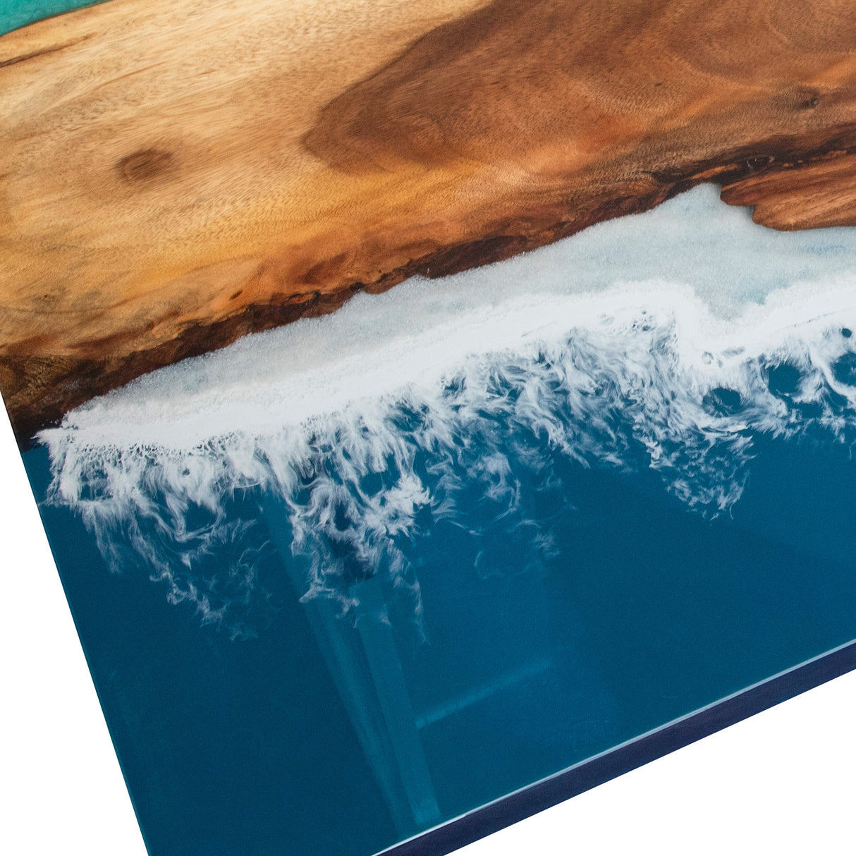Elite Walnut Wood & Blue Ocean - Wave Epoxy Resin Dining Table ECT-12