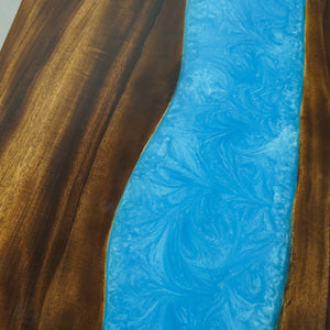 Elite Straight - Edge Walnut Dining Table with Blue Resin Inlay 96.06‘’L×42.13''W, EIT-02