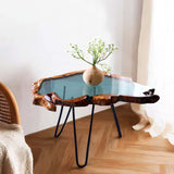 Elite Golden Camphor Wood with Transparent Epoxy Resin Coffee Table ECT-181