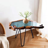 Elite Golden Camphor Wood with Transparent Epoxy Resin Coffee Table ECT-181