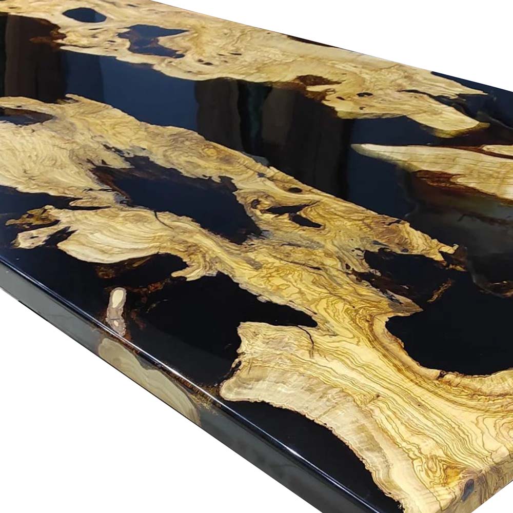 Elite Olive Wood & Black Epoxy Resin Conference & Dining Table ECT-209