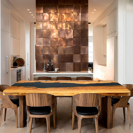 Elite Custom Modern Black Epoxy Inlaid Olive Wood Dining Table ECT-95