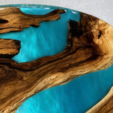 Elite Oval Black Walnut Table with Turquoise Resin Inlay ECT-200