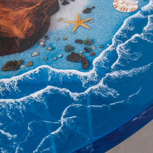 Elite 47.05" Diameter Round Walnut Table with Ocean - themed Resin Inlay EIT-39
