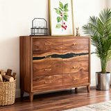 Elite Walnut Black Resin Gold-Accent 8-Drawer Dresser ECD-07