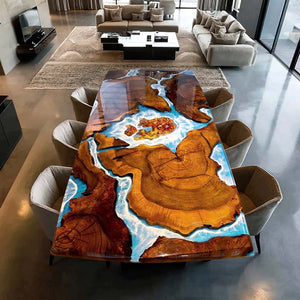 Elite Walnut Wood & Ocean - Scene Resin Cliff - View Table ECT-202