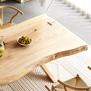 Custom Ash Wood Slab Live Edge Dining Table EWT-04