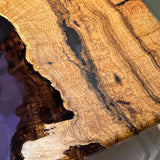 Elite Curved - Edge Olive Wood Dining Table with Purple Resin Inlay ECT - 234
