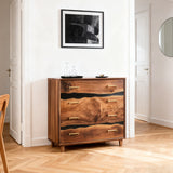 Elite Walnut Black Resin Gold-Accent 8-Drawer Dresser ECD-06