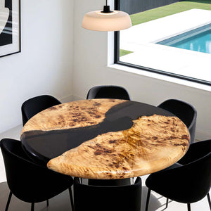 Elite Artistic Poplar Wood & Black Transparent Epoxy Resin Coffee Round Table ECT-173