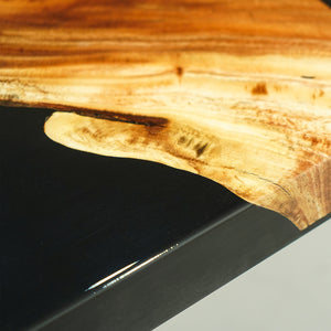 Elite Straight - Edge Walnut Dining Table with Pure Black Resin Inlay 96.06‘’L×48.03''W, EIT-03