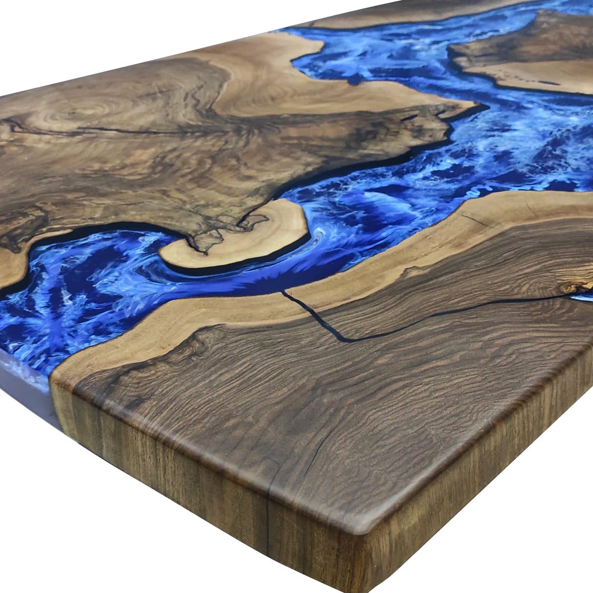 Elite Natural Olive Wood with Blue River Epoxy Resin Dining Table ECT-212