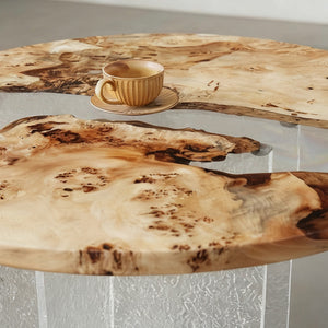Elite 39.37" Diameter Round Poplar Table with Clear Resin Inlay EIT-41
