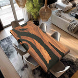 Elite Bevel - Edge Walnut Dining Table with Irregular Black Resin 72.05''L×30.31''W, EIT-36
