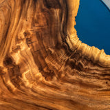 Elite Walnut Wood with Blue Epoxy Resin Round Coffee Table ECT-172