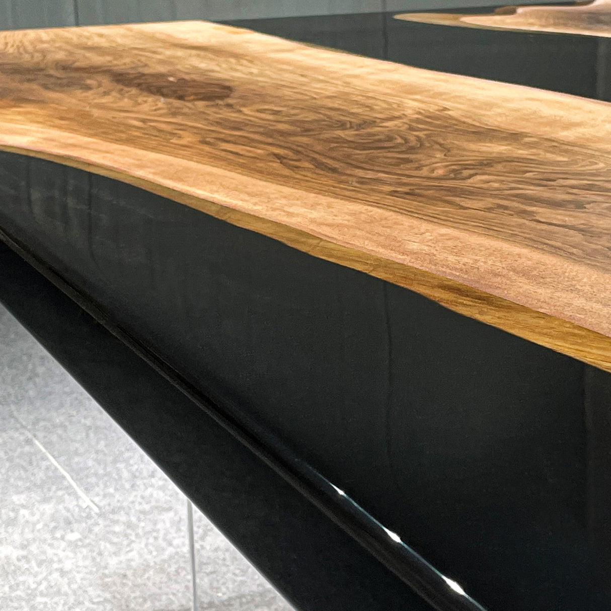 Elite Black Walnut Wood with Black Epoxy Resin Dining and Conference Table ECT-165