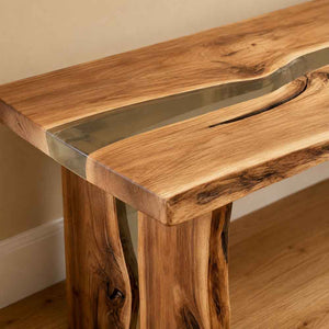 Custom Live Edge Walnut Epoxy Console Table – Solid Wood Entryway Table | ECT-325