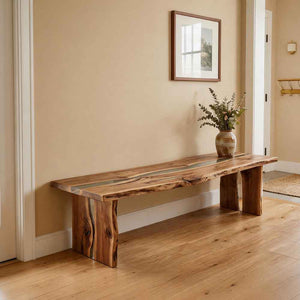 Custom Live Edge Walnut Epoxy Console Table – Solid Wood Entryway Table | ECT-325