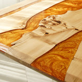 Elite Custom Poplar Wood with Amber Gilt Epoxy Resin Dining Table ECT-78