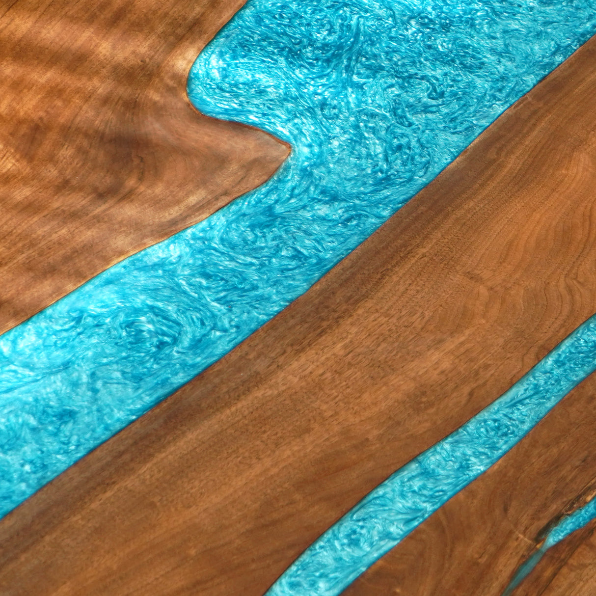 Elite Black Walnut Dining Table with Glazed Blue Epoxy Resin ECT-79