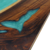 Elite Custom Walnut Resin Dining Table with Turquoise Resin Vein ECT-86