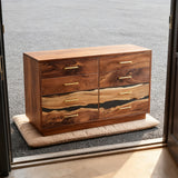 Elite Walnut Black Resin Gold-Accent 8-Drawer Dresser ECD-05