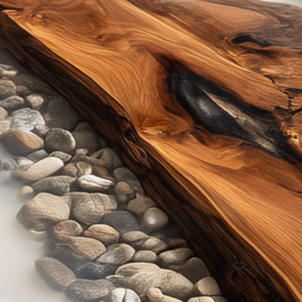 Elite Oval Black Walnut Dining Table with Stream - Stone Resin Inlay ECT-248