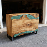 Elite Olive Wood Sideboard with Ocean Green Epoxy River ECD-08