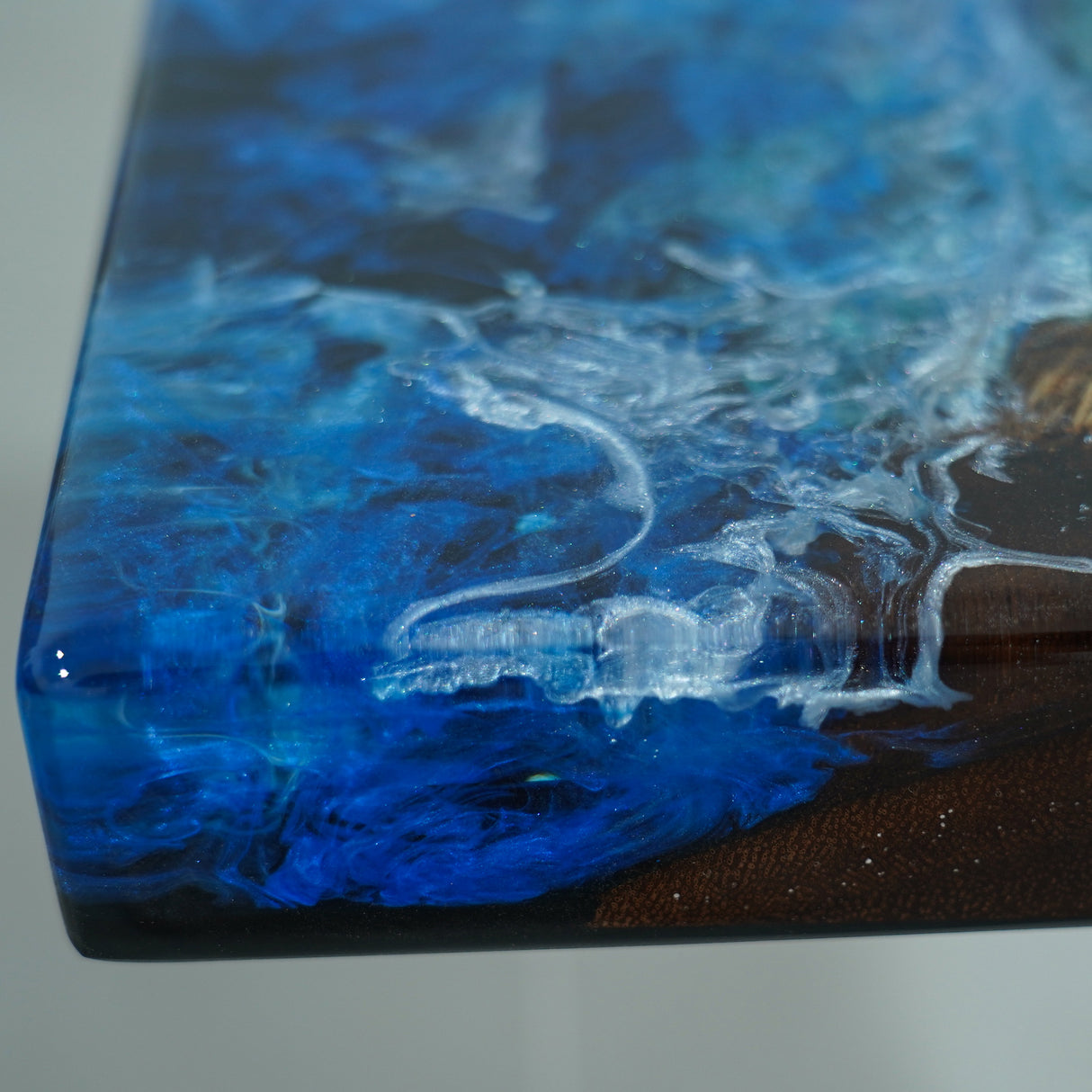 Elite White - Skinned Walnut Wood with Dreamy Galaxy Blue Epoxy Dining Table ECT-179