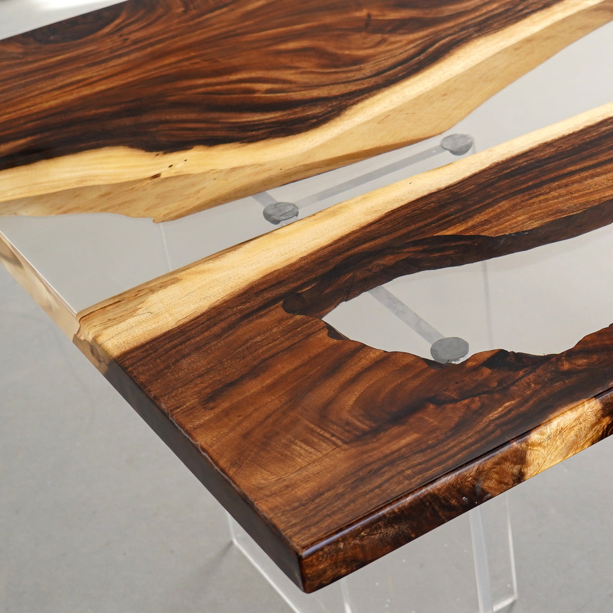 Elite Custom Dining Room Walnut Wood Table with Transparent Resin ECT-115
